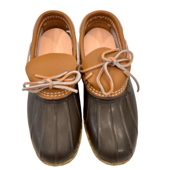 LL Bean USA Rubber Moccasin Bean Boots US 9N Leather Rubber Gum Sole 175061 - Picture 2 of 11